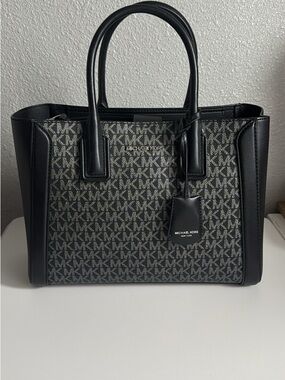 Michael Kors Black and Gray MK Logo Satchel